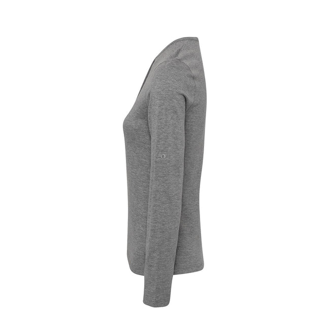 Grey Marl - Side - Premier Womens-Ladies Long John Roll Sleeve Tee