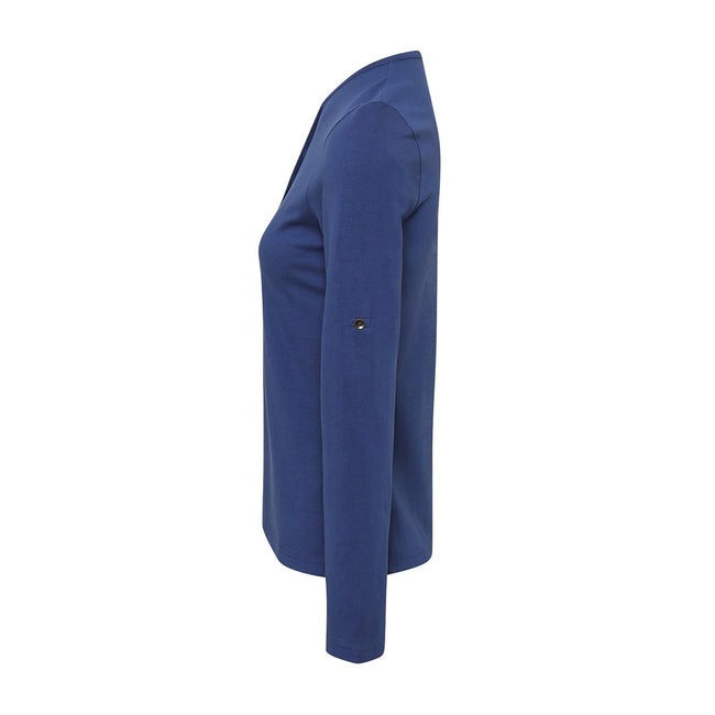 Indigo - Side - Premier Womens-Ladies Long John Roll Sleeve Tee