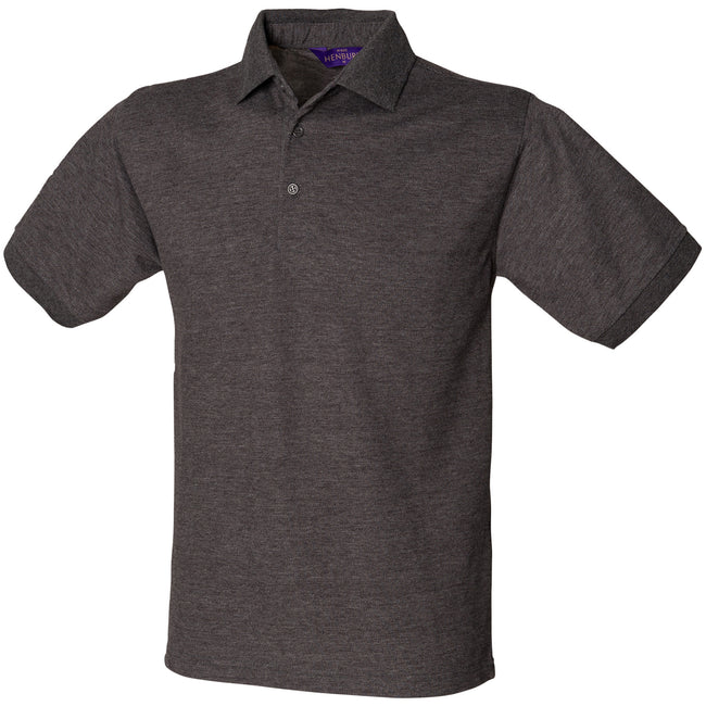 Charcoal - Front - Henbury Mens Short Sleeved 65-35 Pique Polo Shirt