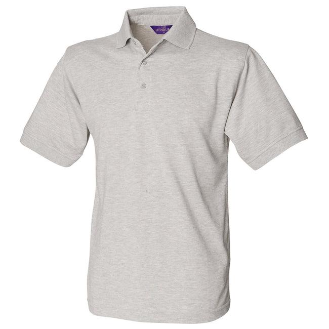 Heather Grey - Front - Henbury Mens Short Sleeved 65-35 Pique Polo Shirt