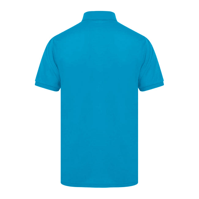 Mid Blue - Back - Henbury Mens Short Sleeved 65-35 Pique Polo Shirt