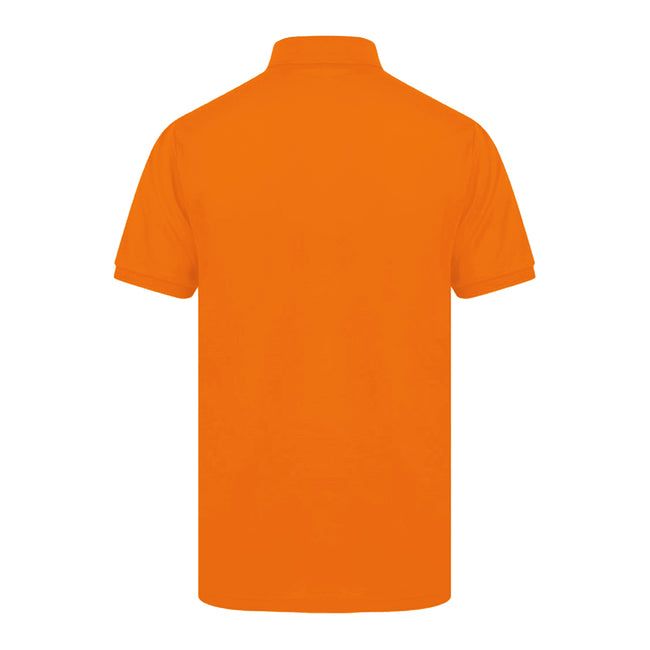Orange - Back - Henbury Mens Short Sleeved 65-35 Pique Polo Shirt