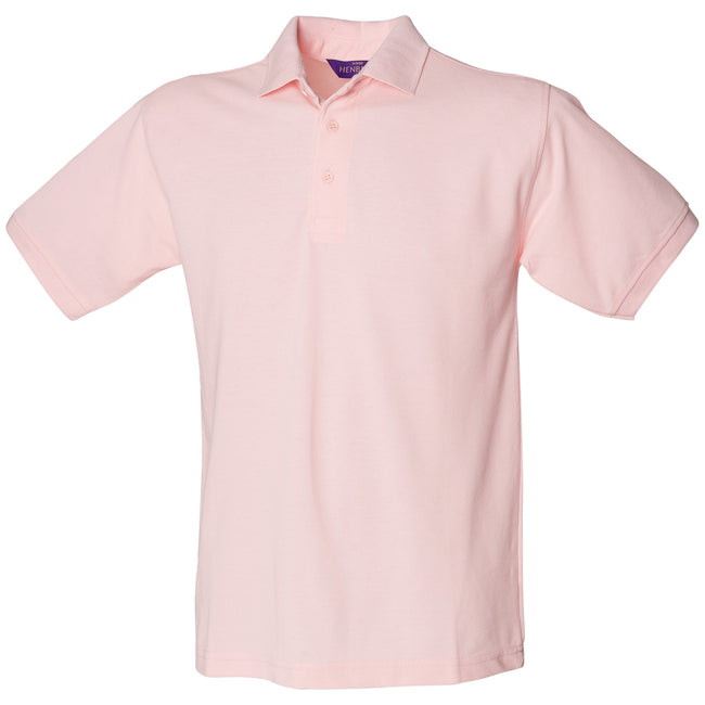 Pink - Front - Henbury Mens Short Sleeved 65-35 Pique Polo Shirt
