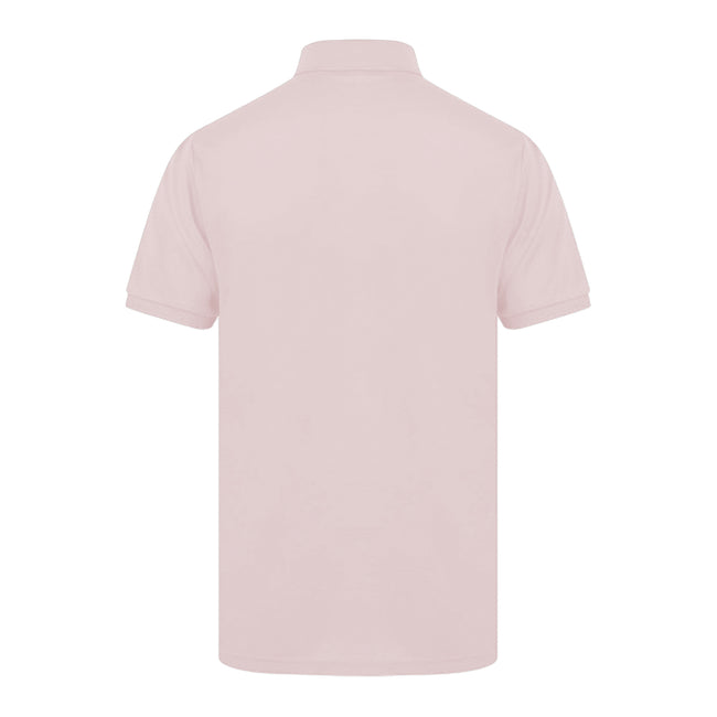 Pink - Back - Henbury Mens Short Sleeved 65-35 Pique Polo Shirt