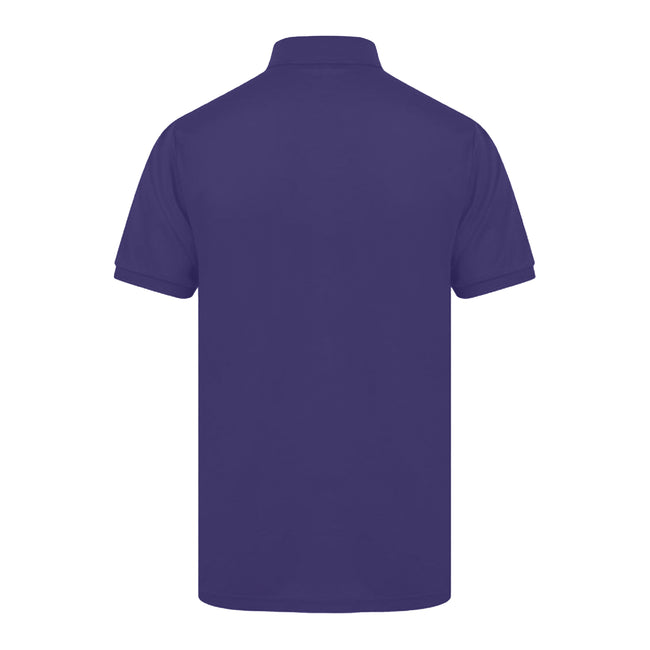 Purple - Back - Henbury Mens Short Sleeved 65-35 Pique Polo Shirt