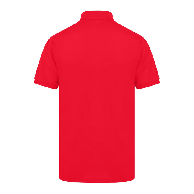 Red - Back - Henbury Mens Short Sleeved 65-35 Pique Polo Shirt