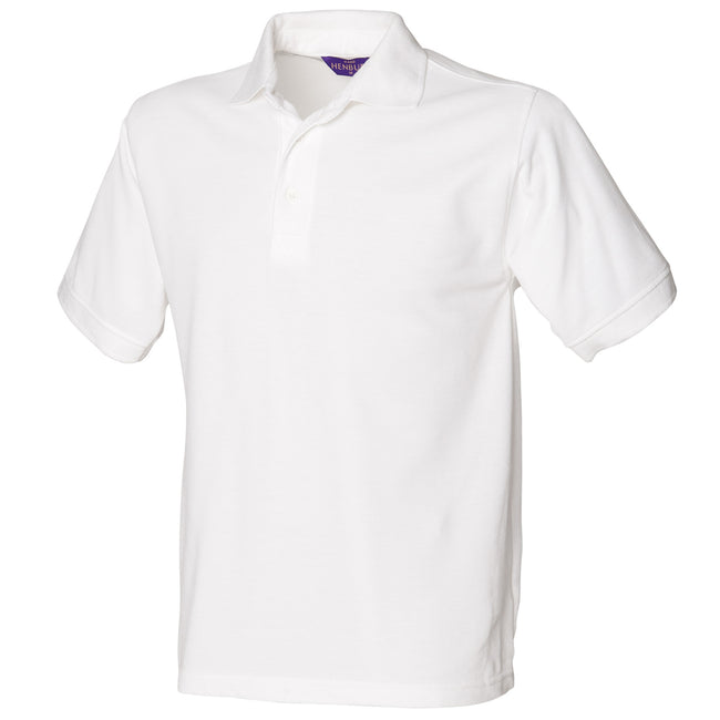 White - Front - Henbury Mens Short Sleeved 65-35 Pique Polo Shirt
