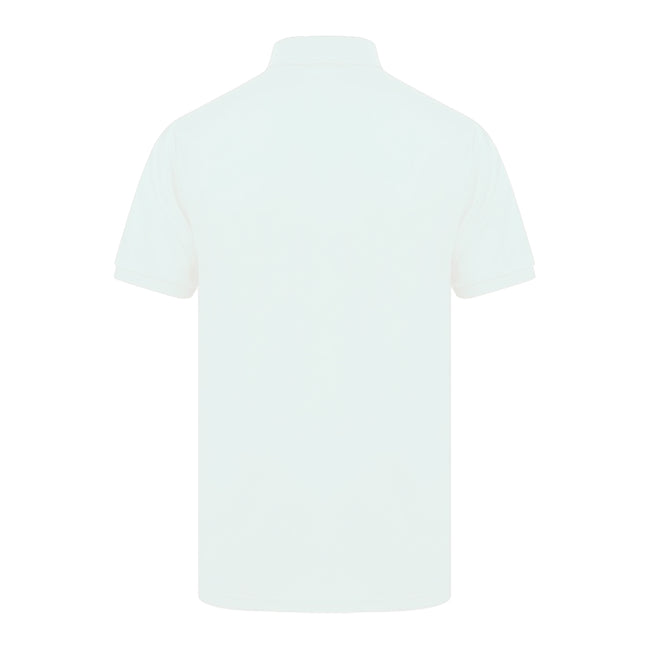 White - Back - Henbury Mens Short Sleeved 65-35 Pique Polo Shirt