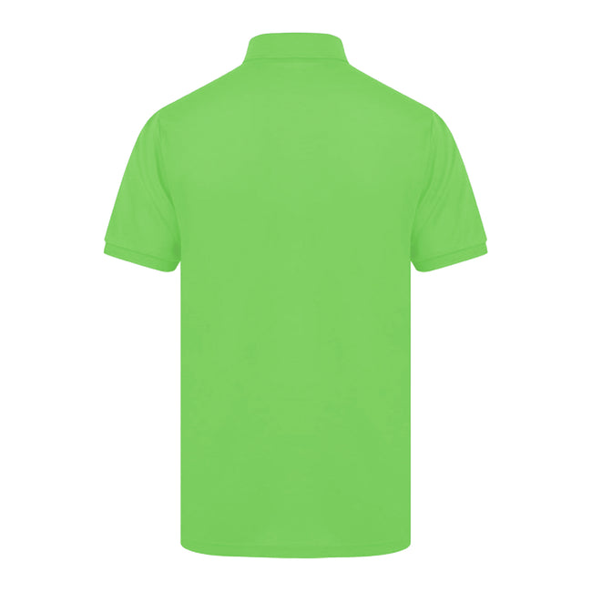 Bright Lime - Back - Henbury Mens Short Sleeved 65-35 Pique Polo Shirt