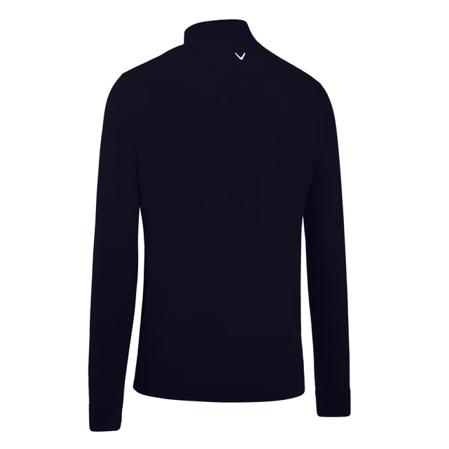 Peacoat Navy - Back - Callaway Mens Ribbed Zip Merino Sweater