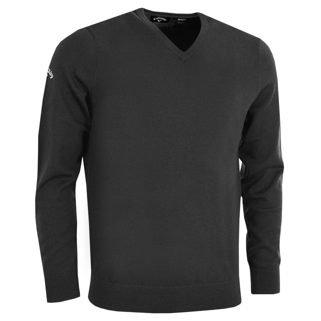 Black Onyx - Front - Callaway Mens Ribbed V Neck Merino Sweater