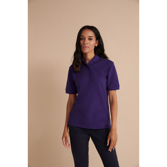 Purple - Front - Henbury Womens-Ladies 65-35 Polo Shirt