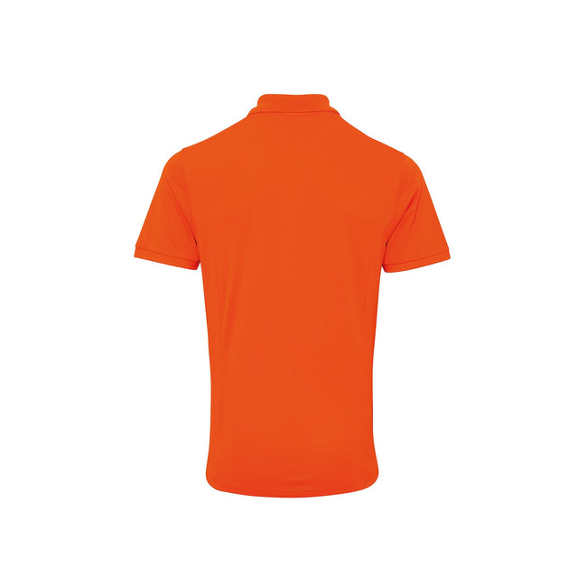 Orange - Back - Premier Mens Coolchecker Plus Pique Polo With CoolPlus