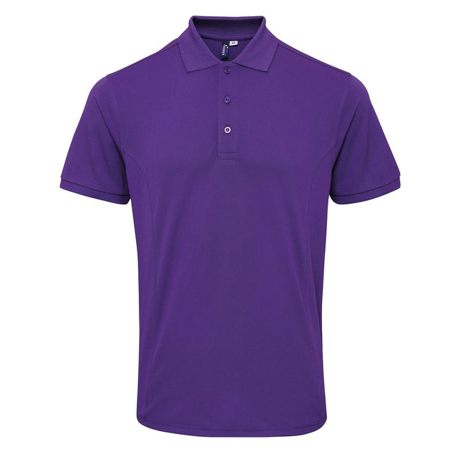Purple - Front - Premier Mens Coolchecker Plus Pique Polo With CoolPlus