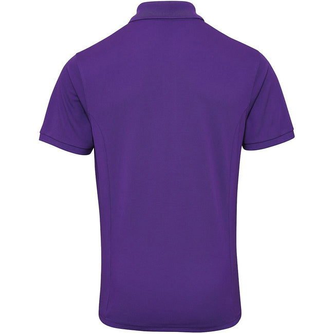 Purple - Back - Premier Mens Coolchecker Plus Pique Polo With CoolPlus