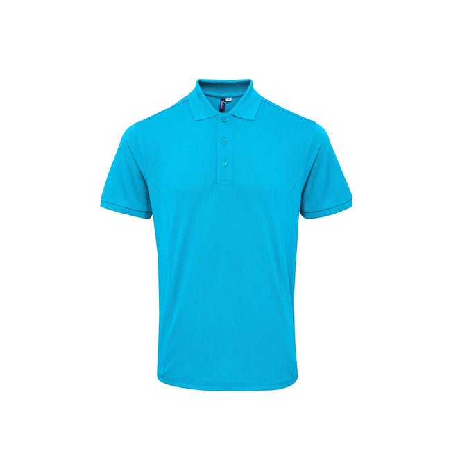 Turquoise - Front - Premier Mens Coolchecker Plus Pique Polo With CoolPlus