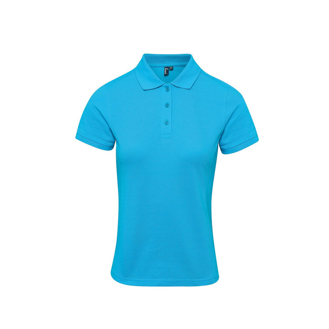 Turquoise - Front - Premier Womens-Ladies Coolchecker Plus Piqu Polo With CoolPlus