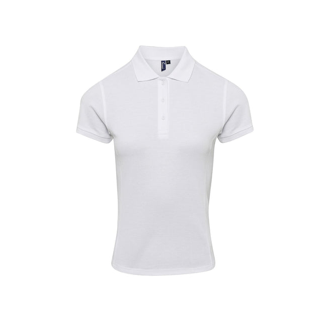 White - Front - Premier Womens-Ladies Coolchecker Plus Piqu Polo With CoolPlus