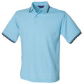 Sky-Navy - Front - Henbury Mens 65-35 Tipped Polo Shirt