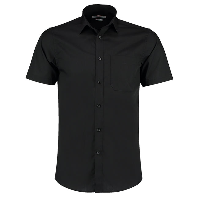 Black - Front - Kustom Kit Mens Poplin Short Sleeve Shirt