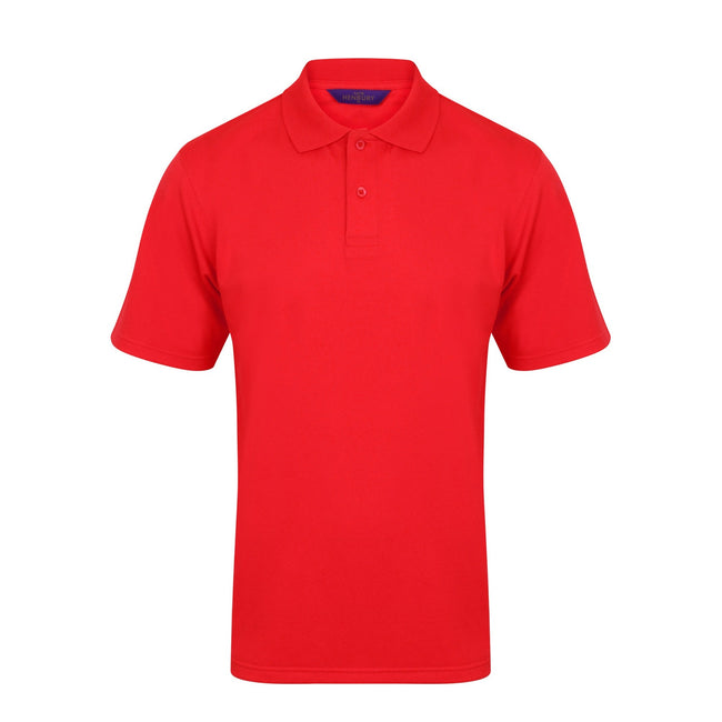 Red - Front - Henbury Mens Coolplus® Pique Polo Shirt