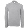 Heather Grey - Front - B&C Collection Mens Long Sleeve Polo Shirt