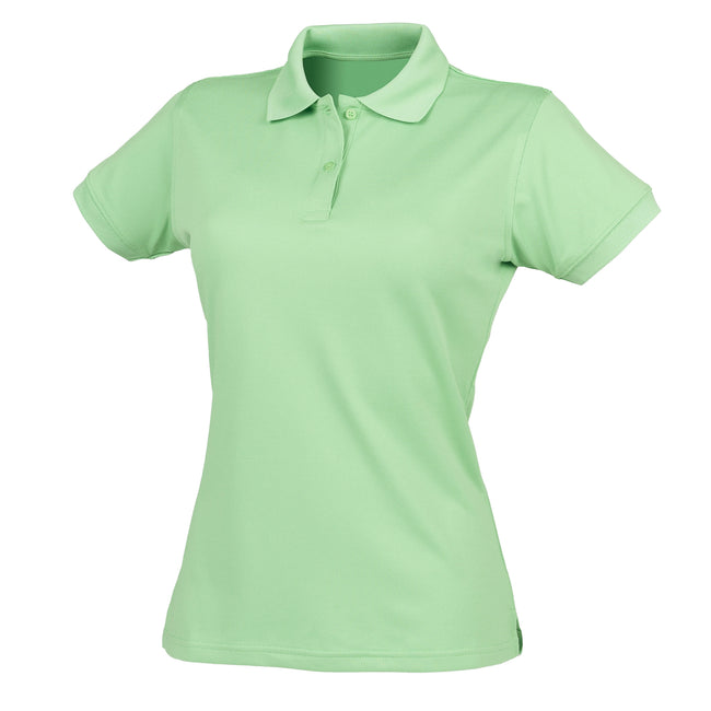 Lime Green - Front - Henbury Womens-Ladies Coolplus® Fitted Polo Shirt