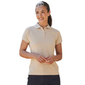 Natural - Back - Henbury Womens-Ladies Coolplus® Fitted Polo Shirt