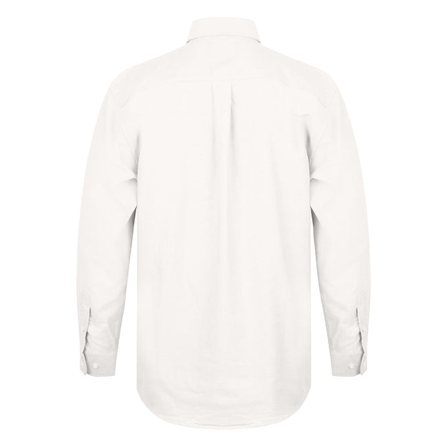 White - Back - Henbury Mens Long Sleeve Classic Oxford Work Shirt