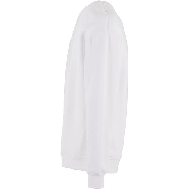 White - Side - Build Your Brand Mens Crew Neck Plain Sweatshirt