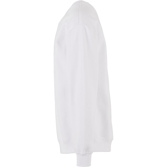 White - Lifestyle - Build Your Brand Mens Crew Neck Plain Sweatshirt