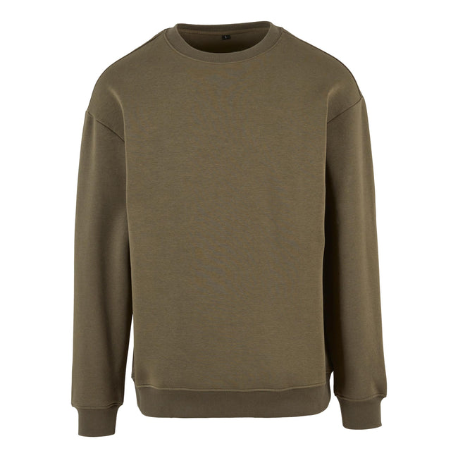 Olive - Front - Build Your Brand Mens Crew Neck Plain Sweatshirt