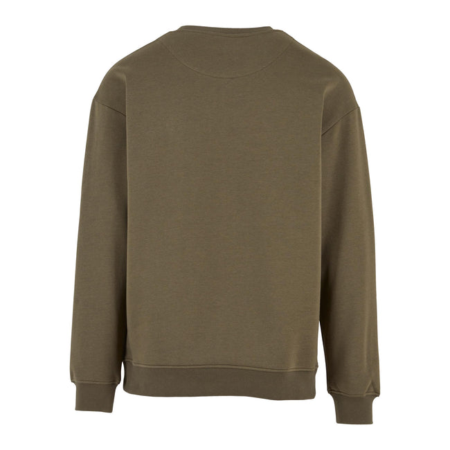 Olive - Back - Build Your Brand Mens Crew Neck Plain Sweatshirt