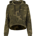 Olive Camo - Front - Build Your Brand Womens-Ladies Camo Cropped Hoodie
