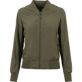 Olive - Front - Build Your Brand Womens-Ladies Nylon Bomber Jacket