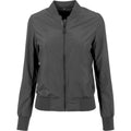 Black - Front - Build Your Brand Womens-Ladies Nylon Bomber Jacket