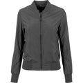 Black - Front - Build Your Brand Womens-Ladies Nylon Bomber Jacket
