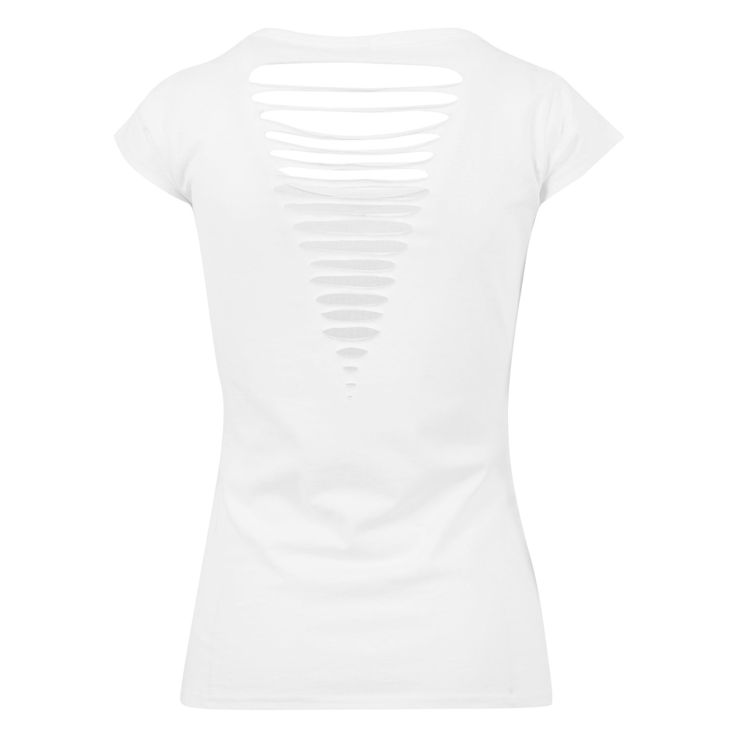 White - Back - Build Your Brand Womens-Ladies Back Cut Tee