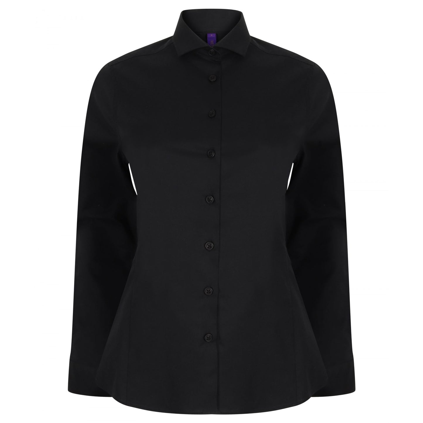 Black - Front - Henbury Womens-Ladies Long Sleeve Stretch Shirt