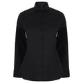 Black - Front - Henbury Womens-Ladies Long Sleeve Stretch Shirt