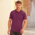 Heather Burgundy - Back - Fruit Of The Loom Mens Iconic Polo Shirt