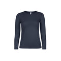Navy - Front - B&C Womens-Ladies #E150 Long Sleeve T-Shirt