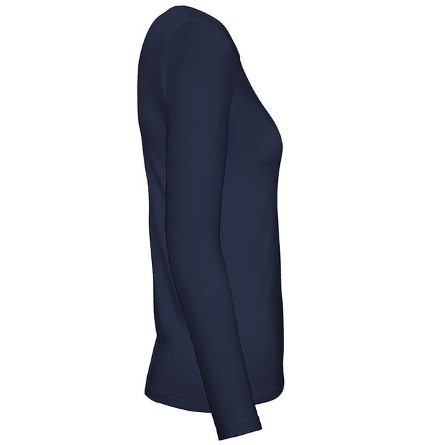 Navy - Side - B&C Womens-Ladies #E150 Long Sleeve T-Shirt
