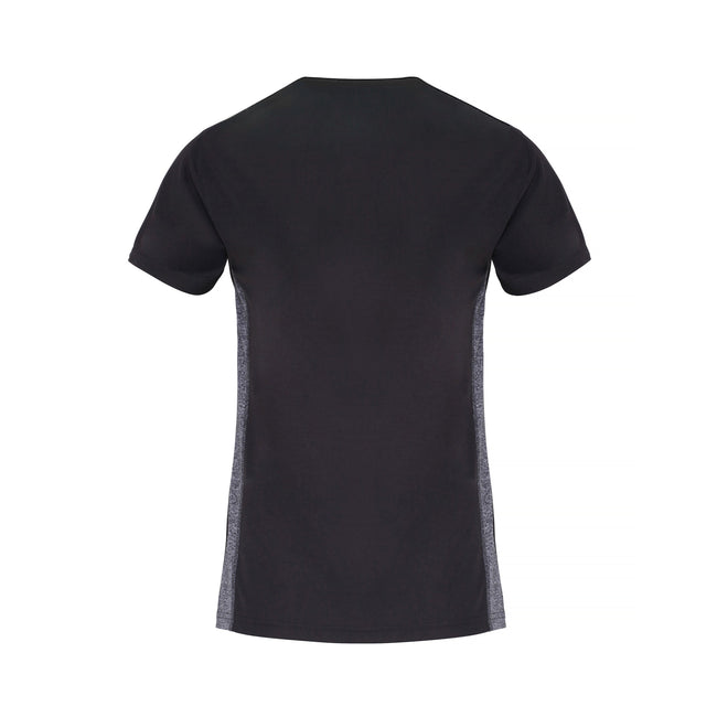 Charcoal-Black Melange - Back - TriDri Womens-Ladies Contrast Panel Performance T-Shirt