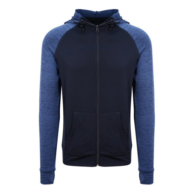 Navy-Navy Melange - Front - AWDis Just Cool Mens Contrast Zoodie