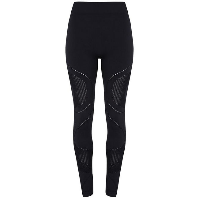 Black - Front - TriDri Womens-Ladies Seamless 3D Fit Multi Sport Reveal Leggings