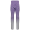 Purple-Light Grey Marl - Front - Tombo Childrens Girls Seamless Fade-Out Leggings