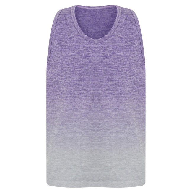 Purple-Light Grey Marl - Front - Tombo Childrens Girls Seamless Fade-Out Vest