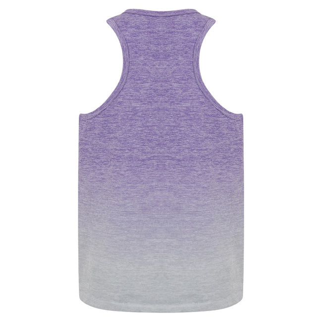 Purple-Light Grey Marl - Back - Tombo Childrens Girls Seamless Fade-Out Vest
