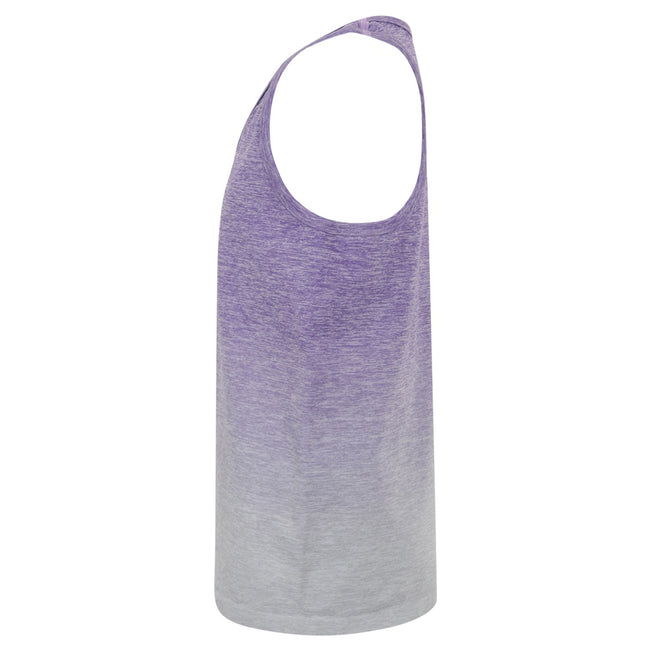 Purple-Light Grey Marl - Side - Tombo Childrens Girls Seamless Fade-Out Vest